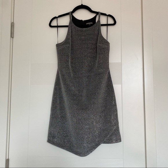 Express Silver Asymmetrical Dress - Size 6 - Picture 3 of 3
